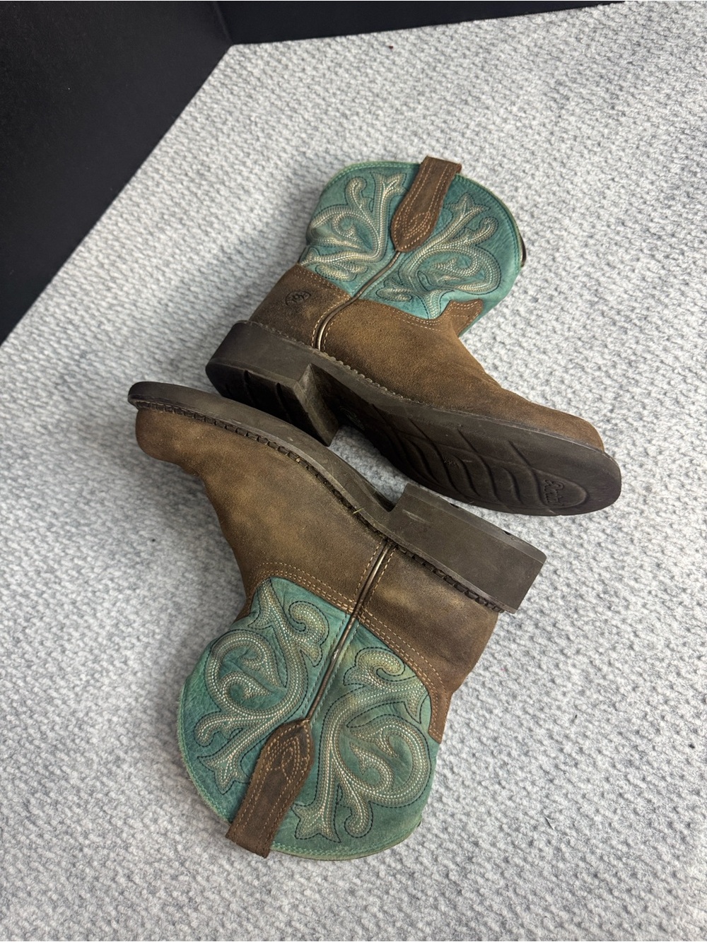 Ariat Ladies Fatbaby Heritage Worn Hickory & Shamrock Boots Sz 7 - Picture 3 of 7